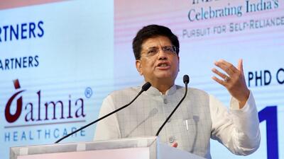 Union minister Piyush Goyal addresses the annual session of PHD Chamber of Commerce and Industry in New Delhi on Friday. (PTI) Union minister Piyush Goyal addresses the annual session of PHD Chamber of Commerce and Industry in New Delhi on Friday. (PTI)