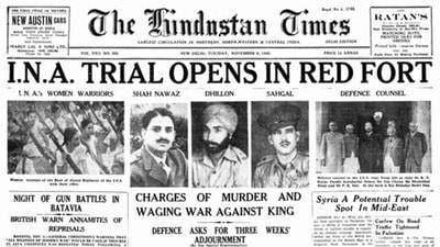 The INA trials were front page news and sparked a series of “strikes” within units of the Indian Armed Forces including the Royal Indian Navy. (HT Archive) The INA trials were front page news and sparked a series of “strikes” within units of the Indian Armed Forces including the Royal Indian Navy. (HT Archive)