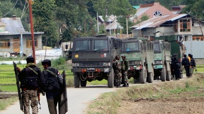 Security personnel patol at at Gundipora, in Pulwama. (File Image) (ANI) Security personnel patol at at Gundipora, in Pulwama. (File Image) (ANI)