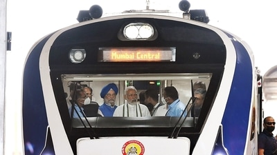 Prime Minister Narendra Modi inspecting the newly launched Vande Bharat Express at Gandhinagar Station. (ANI/ PIB) Prime Minister Narendra Modi inspecting the newly launched Vande Bharat Express at Gandhinagar Station. (ANI/ PIB)