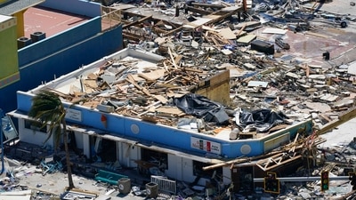 Commercial business are seen in the wake of Hurricane Ian, September 29 in Fort Myers Beach, Fla. (AP)