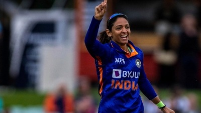 India's Harmanpreet Kaur celebrates (AP) India's Harmanpreet Kaur celebrates (AP)