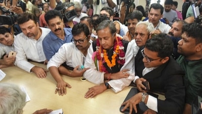 Shashi Tharoor filing his nomination papers for Congress presidential election. (HT Photo/ Raj K Raj) Shashi Tharoor filing his nomination papers for Congress presidential election. (HT Photo/ Raj K Raj)