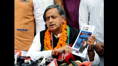 Congress leader Shashi Tharoor addresses the media after filing his nomination for the post of the party president, September 30, 2022 (Ayush Sharma/ANI) Congress leader Shashi Tharoor addresses the media after filing his nomination for the post of the party president, September 30, 2022 (Ayush Sharma/ANI)