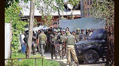 A joint team of Indian Army, Central Reserve Police Force (CRPF) and Special Operation Group (SOG) of Jammu and Kashmir Police launch a cordon and search operation where two militants were killed after an encounter broke out between security forces and militants, at Yedipora village, Pattan area, in Baramulla on Friday. (ANI) A joint team of Indian Army, Central Reserve Police Force (CRPF) and Special Operation Group (SOG) of Jammu and Kashmir Police launch a cordon and search operation where two militants were killed after an encounter broke out between security forces and militants, at Yedipora village, Pattan area, in Baramulla on Friday. (ANI)