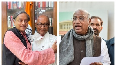 BJP drew a common thread among Shashi Tharoor, Digvijaya Singh and Mallikarjun Kharge in its latest jibe at Congress election. BJP drew a common thread among Shashi Tharoor, Digvijaya Singh and Mallikarjun Kharge in its latest jibe at Congress election. 