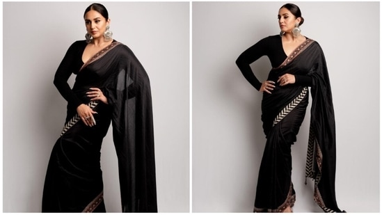 Huma Qureshi aces 'classic old school elegance' in ₹37k black saree for  award show | Hindustan Times
