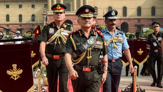 Gen Anil Chauhan on Friday took charge as Chief of Defence Staff (CDS) on Friday with the aim to focus back on the implementation of the ambitious theaterisation drive to bring synergy among the three services. He will be the first retired three-star officer to return to service in four-star rank.(PTI)