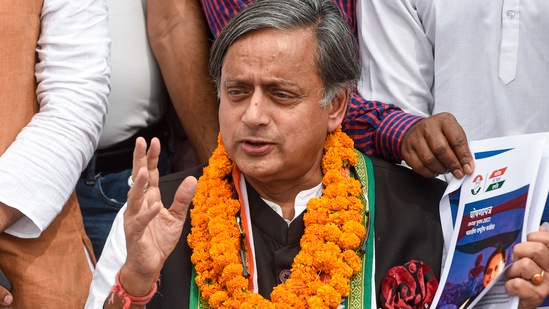 Shashi Tharoor addresses a press conference after filing his nomination papers for the post of Congress President, at AICC headquarters in New Delhi. (PTI) Shashi Tharoor addresses a press conference after filing his nomination papers for the post of Congress President, at AICC headquarters in New Delhi. (PTI)