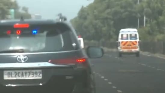 En route two of the vehicles in the prime minister's convoy could be observed slowing down and moving to the left hand side of the road.(ANI) En route two of the vehicles in the prime minister's convoy could be observed slowing down and moving to the left hand side of the road.(ANI)