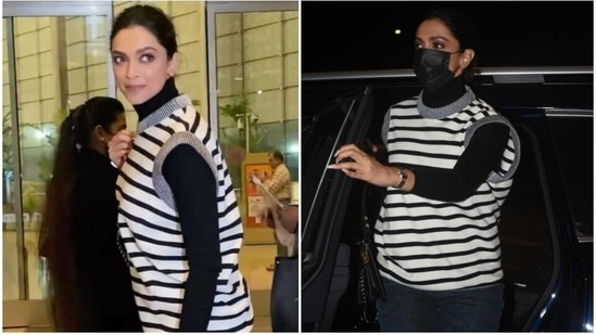 Deepika Padukone clicked at the Mumbai airport.&nbsp;(HT Photo/Varinder Chawla)