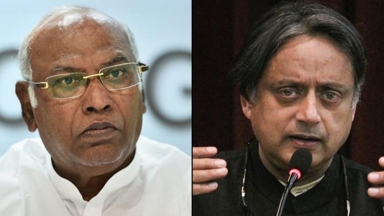 Congress veteran Mallikarjun Kharge and Lok Sabha MP Shashi Tharoor. Congress veteran Mallikarjun Kharge and Lok Sabha MP Shashi Tharoor.