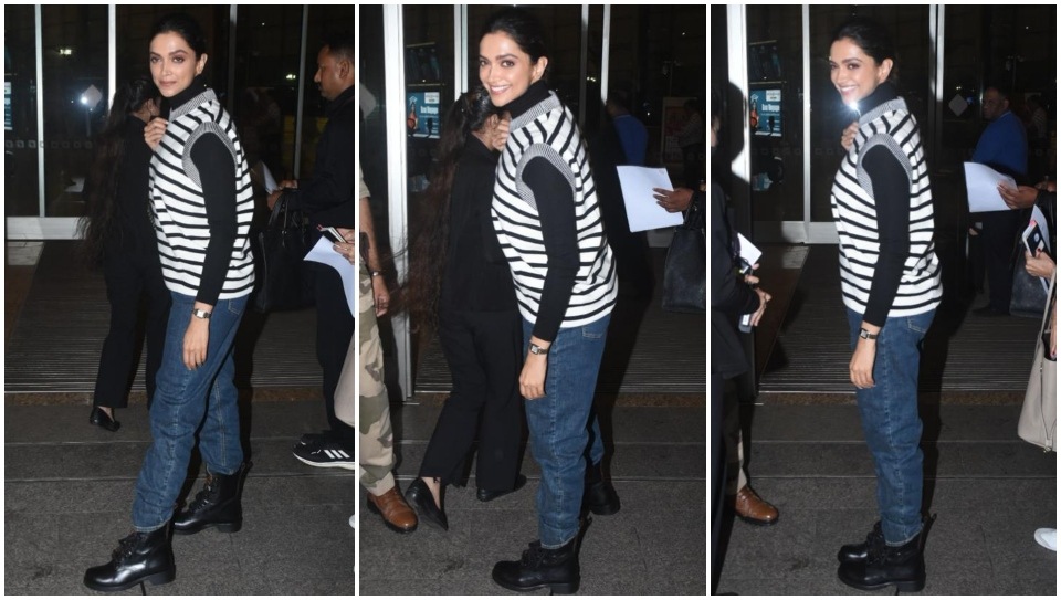 Deepika Padukone slays the classic black top and denims combo with