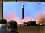 North Korea Nuclear Test: People watch a television screen showing a news broadcast with file footage of a North Korean missile test. North Korea Nuclear Test: People watch a television screen showing a news broadcast with file footage of a North Korean missile test.