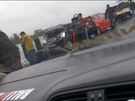 The accident happened near Channapatna on the newly-widened Bengaluru-Mysuru expressway. The accident happened near Channapatna on the newly-widened Bengaluru-Mysuru expressway.