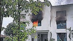 Pauri Garhwal: Smoke billows from a factory owned by Pulkit Arya after locals set it on fire, in Pauri Garhwal district, Saturday, Sept. 24, 2022. Police arrested Arya along with two employees of a resort owned by him in connection with its probe into the murder of a female resort receptionist, on Friday. (PTI Photo)(PTI09_24_2022_000111B) (PTI) Pauri Garhwal: Smoke billows from a factory owned by Pulkit Arya after locals set it on fire, in Pauri Garhwal district, Saturday, Sept. 24, 2022. Police arrested Arya along with two employees of a resort owned by him in connection with its probe into the murder of a female resort receptionist, on Friday. (PTI Photo)(PTI09_24_2022_000111B) (PTI)