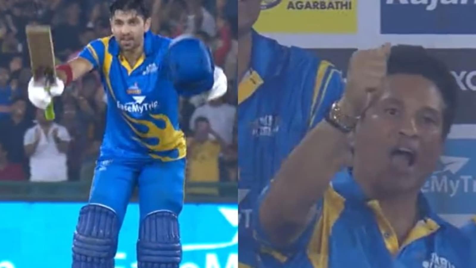 Watch Tendulkars golden reaction to Ojhas epic celebration after slamming ton Cricket