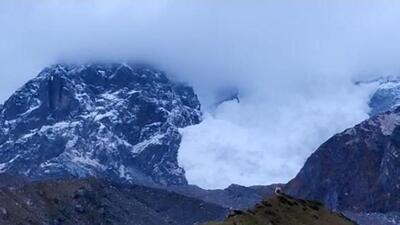 The avalanche occurred in the Kedar Peak area of Chorabari glacial lake region on Saturday morning. (Sourced) The avalanche occurred in the Kedar Peak area of Chorabari glacial lake region on Saturday morning. (Sourced)