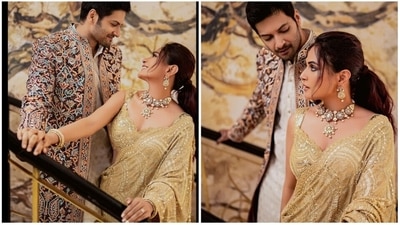 Richa Chadha and Ali Fazal are all set to tie the knot on October 6. The pre-wedding festivities have begun for the couple. They hosted their pre-wedding cocktail party at Delhi’s prestigious Gymkhana club on Friday. In the latest set of pictures shared by Richa on her Instagram handle, the couple, so in love, are lost in each other's eyes as they pose for the camera. (Instagram/@therichachadha) Richa Chadha and Ali Fazal are all set to tie the knot on October 6. The pre-wedding festivities have begun for the couple. They hosted their pre-wedding cocktail party at Delhi’s prestigious Gymkhana club on Friday. In the latest set of pictures shared by Richa on her Instagram handle, the couple, so in love, are lost in each other's eyes as they pose for the camera. (Instagram/@therichachadha)