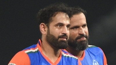 Irfan Pathan and Yusuf Pathan after winning their Legends League Cricket 2022 match (PTI) Irfan Pathan and Yusuf Pathan after winning their Legends League Cricket 2022 match (PTI)