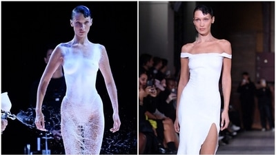 Bella Hadid closes Coperni's Spring 2023 show at Paris Fashion Week. (AFP) Bella Hadid closes Coperni's Spring 2023 show at Paris Fashion Week. (AFP)