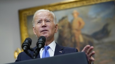 US President Joe Biden speaks from the Roosevelt Room at the White House in Washington, Friday, Sept. 30, 2022. (AP) US President Joe Biden speaks from the Roosevelt Room at the White House in Washington, Friday, Sept. 30, 2022. (AP)