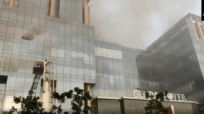 Gurugram: Fire breaks out at Global Foyer mall.