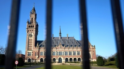 The front of the International Court of Justice in The Hague, Netherlands. (AP) The front of the International Court of Justice in The Hague, Netherlands. (AP)