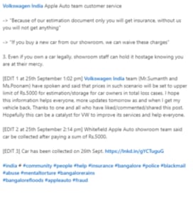 The man was handed a bill of Rs. 22 lakhs (LinkedIn/@AnirudhGanesh)