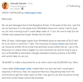 The man was handed a bill of Rs. 22 lakhs (LinkedIn/@AnirudhGanesh)