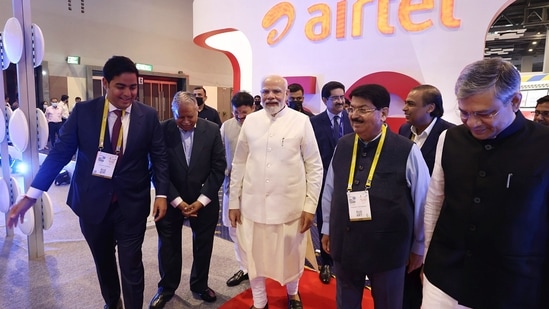 New Delhi, Oct 01 (ANI): Prime Minister Narendra Modi at the inauguration of the 6th edition of India Mobile Congress and launches 5G Services, in New Delhi on Saturday. (ANI Photo)(ANI/PIB)