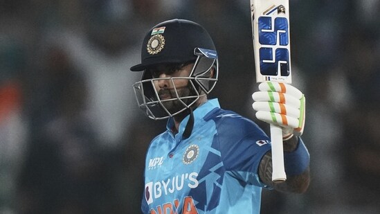 Suryakumar Yadav celebrates scoring fifty runs&nbsp;(AP)