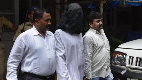 Mumbai, India - August 29, 2016: Mumbai police taking Arshi Qureshi and Rizwan Khan who arrested for radicalisation of youths were produced in Kila court in Mumbai, India, on Monday, August 29, 2016.(Photo by Kunal Patil/ Hindustan Times) (Hindustan Times)