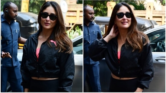 549px x 309px - Kareena Kapoor adds uber-cool twist to all-black crop jacket and yoga pants  with a pink sports bra: All pics, video | Fashion Trends - Hindustan Times