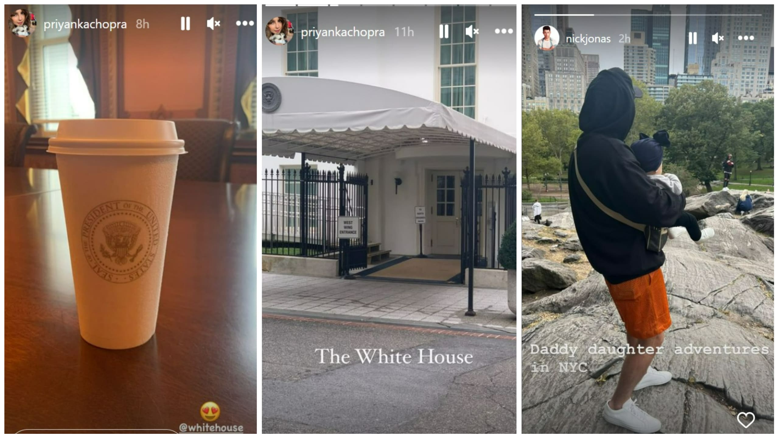 Priyanka Chopra shared pictures from The White House while Nick Jonas shared a picture from New York.&nbsp;