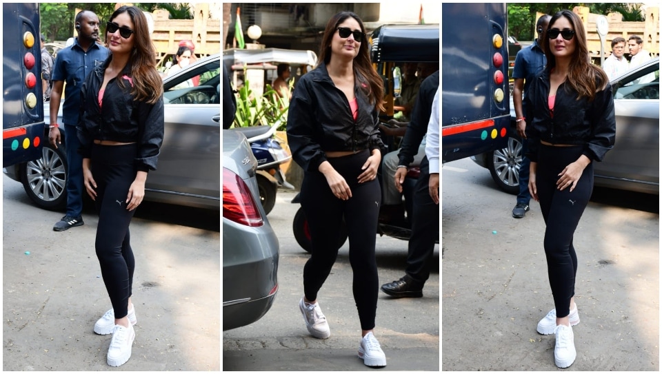 Kareena Kapoor Khan aces the all-black athleisure look. (HT Photo/Varinder Chawla) Kareena Kapoor Khan aces the all-black athleisure look. (HT Photo/Varinder Chawla)