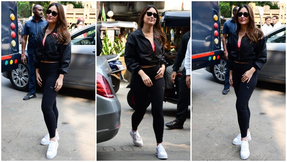 Kareena Kapoor Khan aces the all-black athleisure look.&nbsp;(HT Photo/Varinder Chawla)