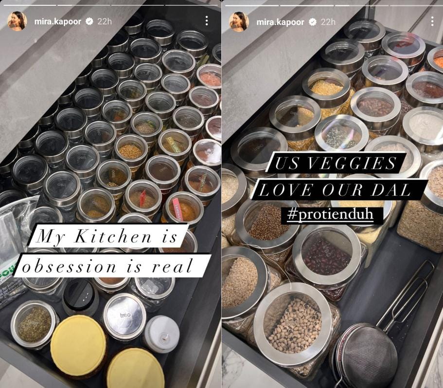Mira Rajput shared a series of photos from her kitchen on Instagram Stories.&nbsp;