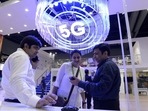Visitors at India Mobile Congress 2022 exhibition in New Delhi.(Bloomberg) Visitors at India Mobile Congress 2022 exhibition in New Delhi.(Bloomberg)