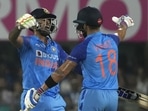 Suryakumar Yadav celebrates with Virat Kohli during the second T20I between India and South Africa in Guwahati(AP) Suryakumar Yadav celebrates with Virat Kohli during the second T20I between India and South Africa in Guwahati(AP)