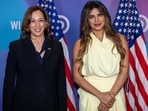 Priyanka Chopra with US Vice President Kamala Harris. Priyanka Chopra with US Vice President Kamala Harris.