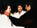 Rajesh Khanna with Vinod Khanna and Shatrughan Sinha.&nbsp;