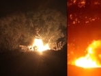 Ethanol tanker catches fire after collision with tractor-trolley in Sitapur, UP.(Sourced) Ethanol tanker catches fire after collision with tractor-trolley in Sitapur, UP.(Sourced)
