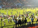 Indonesia: Riot after the match between Arema FC and Persebaya Surabaya at the Kanjuruhan Stadium.