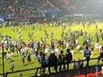Indonesia: Riot after the match between Arema FC and Persebaya Surabaya at the Kanjuruhan Stadium.