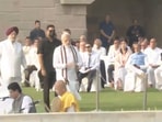 Gandhi Jayanti 2022: PM Modi arrived at Delhi's Rajghat – Gandhi's final resting place – to pay his respects.(ANI video grab) Gandhi Jayanti 2022: PM Modi arrived at Delhi's Rajghat – Gandhi's final resting place – to pay his respects.(ANI video grab)