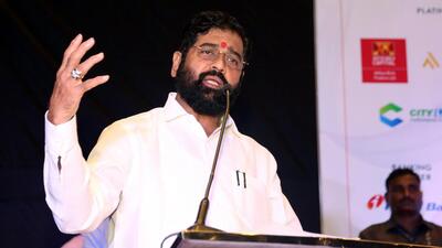 Mumbai, Oct 02 (ANI): Maharashtra Chief Minister Eknath Shinde speaks at the Homethon Property Expo, at BKC, in Mumbai on Sunday. (ANI Photo) (Vijay Gohil) Mumbai, Oct 02 (ANI): Maharashtra Chief Minister Eknath Shinde speaks at the Homethon Property Expo, at BKC, in Mumbai on Sunday. (ANI Photo) (Vijay Gohil)