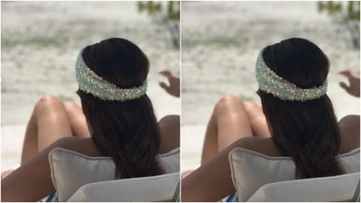 From having sundae by the beach to posing in a sequined headgear, Aamna did it all. (Instagram/@aamnasharifofficial) From having sundae by the beach to posing in a sequined headgear, Aamna did it all. (Instagram/@aamnasharifofficial)