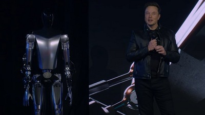 Elon Musk presented the first working model of Tesla bot - Optimus at its AI Day 2022 event. (screengrab/Tesla) Elon Musk presented the first working model of Tesla bot - Optimus at its AI Day 2022 event. (screengrab/Tesla)