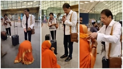 Arun Govil meets a fan at the airport. Arun Govil meets a fan at the airport. 